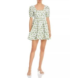 Faithfull the Brand Women's Eldora Printed Mini Dress White Yellow Size S NWT